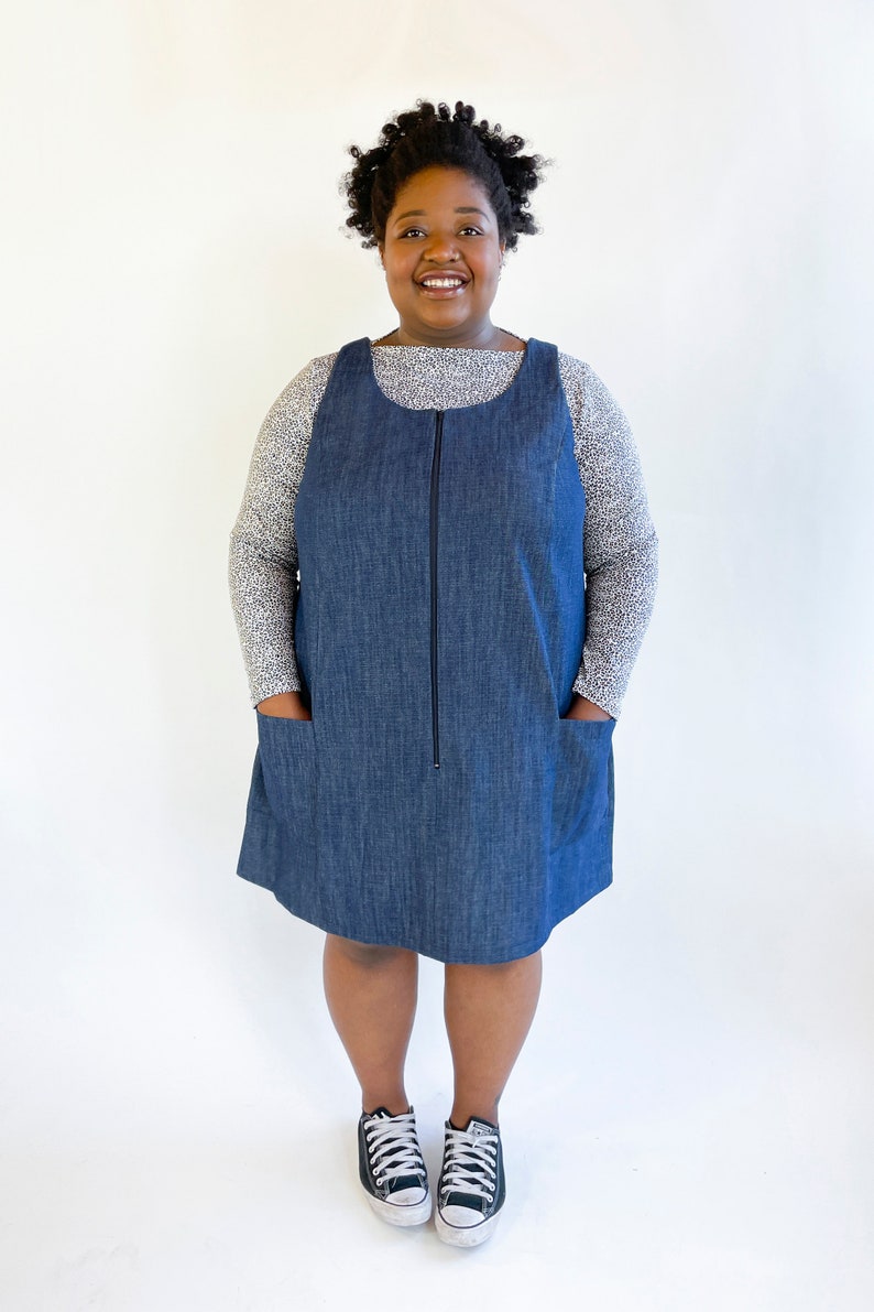 Curve Sizes: The Georgie Pinafore Overall Dress Women's PDF Sewing Pattern Size 16 to 34, C to F cups image 1
