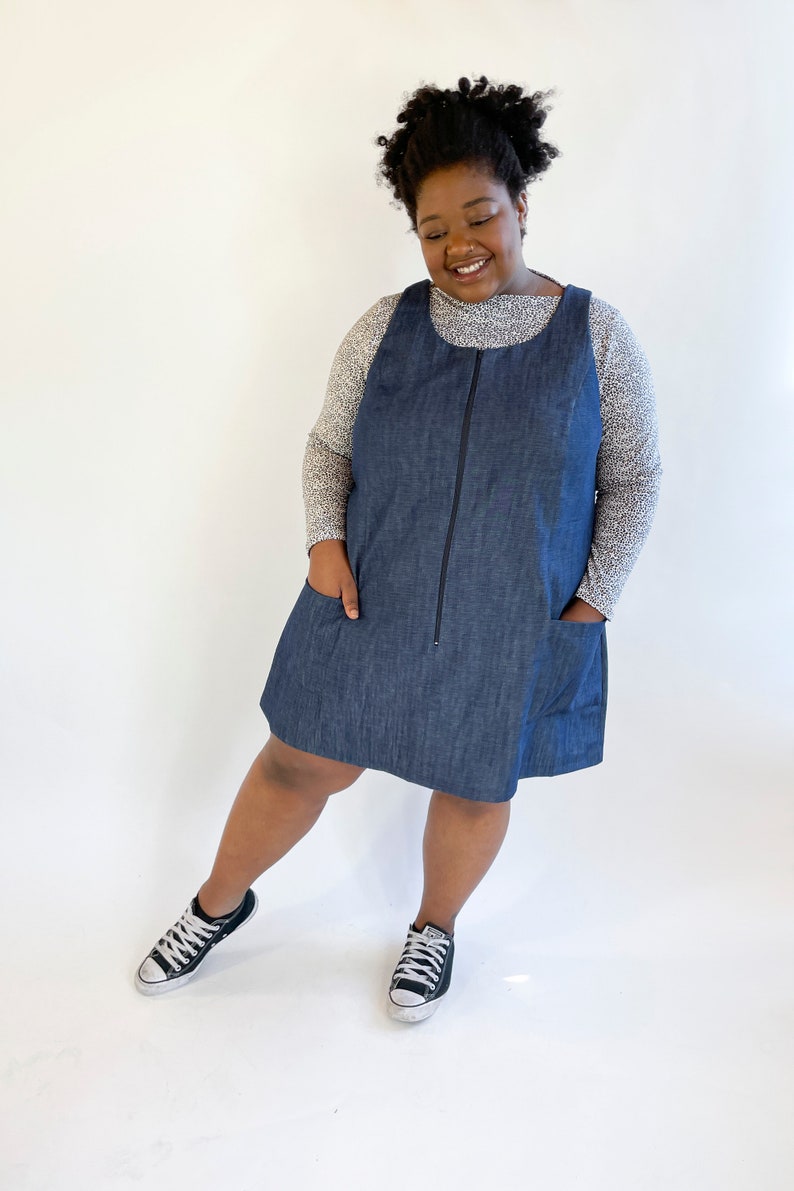 Curve Sizes: The Georgie Pinafore Overall Dress Women's PDF Sewing Pattern Size 16 to 34, C to F cups image 3