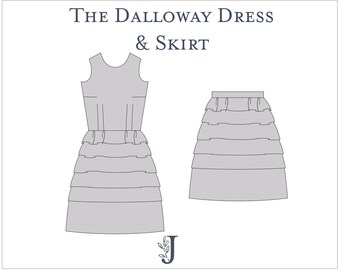 Dalloway Dress and Skirt Ladies PDF Sewing Pattern Multi Size 6 to 20