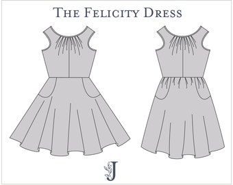 Felicity Dress Ladies PDF Sewing Pattern Multi Size 6 to 24