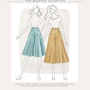 CURVE Bastion Culottes Ladies PDF Sewing Pattern Multi Size 16 to 34 image 8