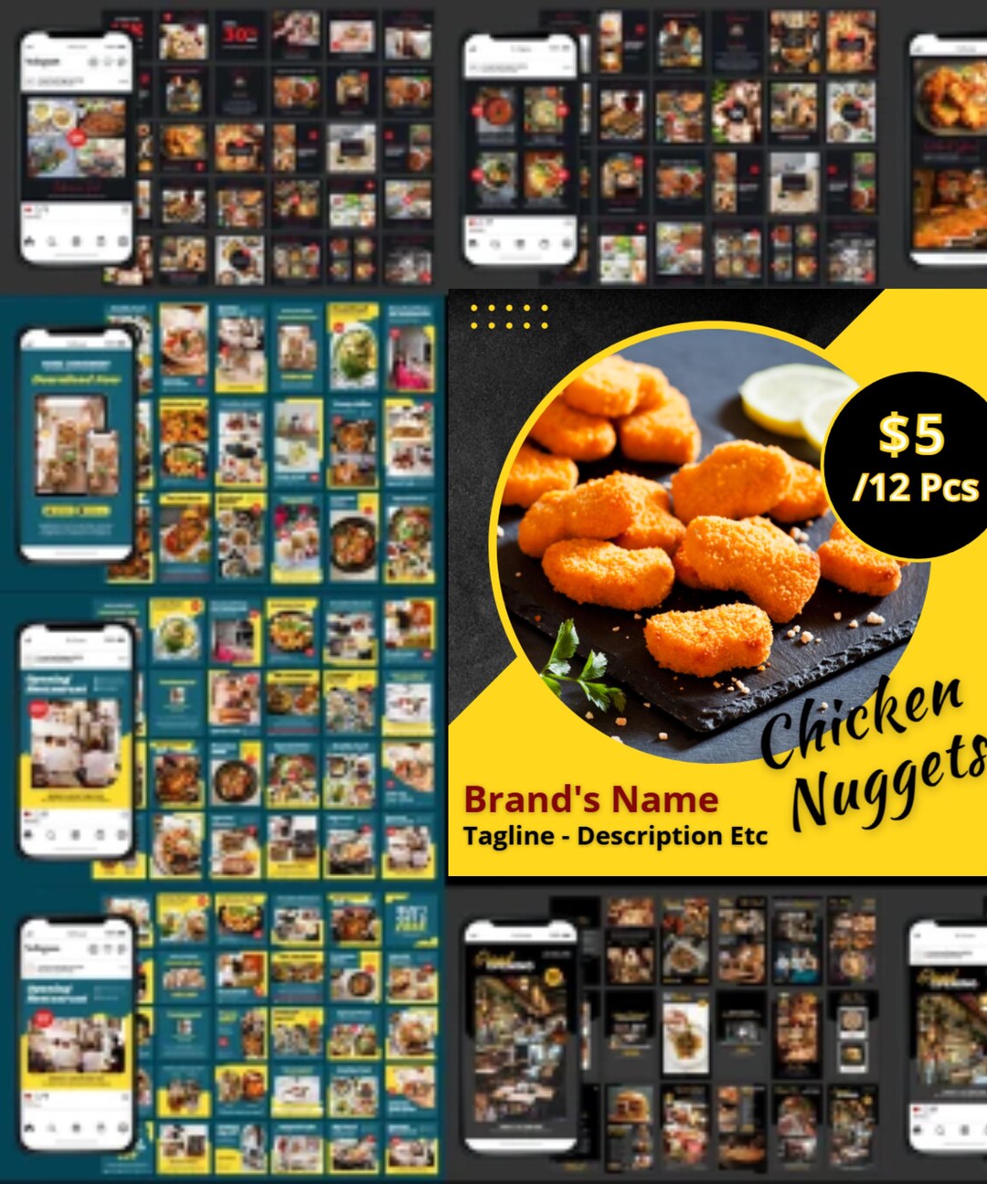 Restaurant Social Media Templates Canva & Instagram Posts Etsy