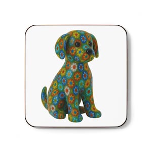 Coaster, Murano Glass Dog Inspired Drink Coasters - Great Gift for Home Decor, Table Protection, Bar Accessories, Housewarming Present,