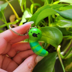 Worm Keychain Charm Adventure Time Polymer Clay Kawaii Cartoon