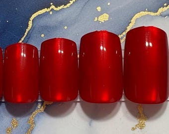 Ongles à presser rouge pomme bonbon - Ongles carrés brillants