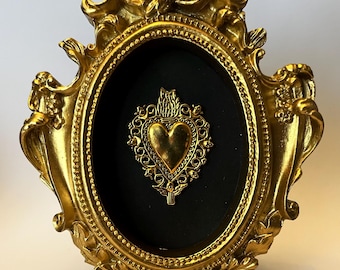 Ex Voto Frame, Heart-Shaped Flame, Baroque, Gothic, Cabinet of Curiosities, Victorian Decorative, Wall Decor