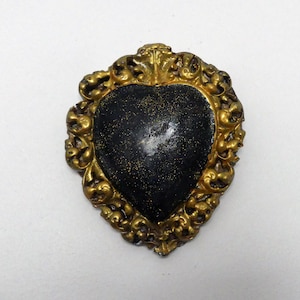 Ex Voto Heart Gold and Black Decorative Wall Heart Flamboyant Wall Ornament Religious Wing Sacred Wall Decoration Hand Painted