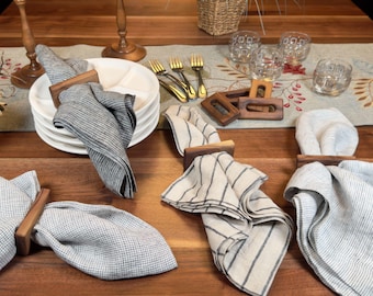 Handmade Wood Napkin Rings: Rustic Modern Table Decor, Set of 4