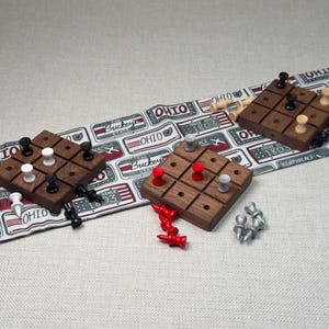 Handmade Walnut Tic-Tac-Toe Game: Portable Wood Desk Decor