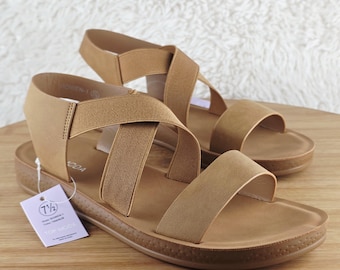 Women's Crisscross Tan Sandals (ROWEN-1)