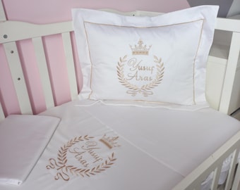 Personalized Baby Duvet Cover Set: 100% Cotton 3-Piece Bedding