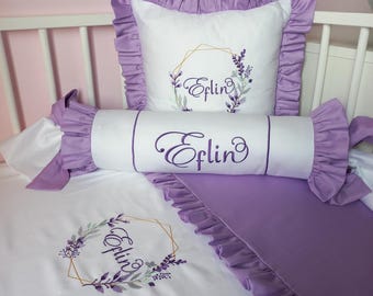 Personalized Embroidered Baby Duvet Cover Set: 100% Cotton Bedding