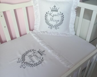 Personalized Baby Duvet Cover Set: Embroidered 100% Cotton Bedding