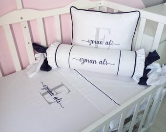 Personalized Baby Duvet Cover Set: 100% Cotton Embroidered Bedding