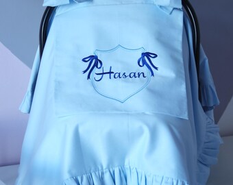 Car Seat Cover | Car Seat Cover with Mesh | %100Cotton Stroller Cower | Personalized Baby Shower Gift | Newborn Gift | Muslin Car Seat Cover