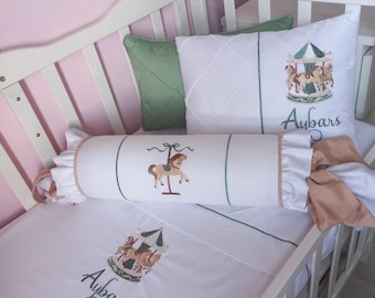 Personalized Baby Duvet Cover Set: 100% Cotton Embroidered Bedding