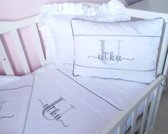 Personalized Baby Duvet Cover Set: 100% Cotton 5-Piece Bedding