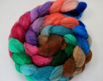 Hand Dyed Mixed BFL Wool Top 4 oz - Cottage Garden - Spinning - Felting - Roving - Top