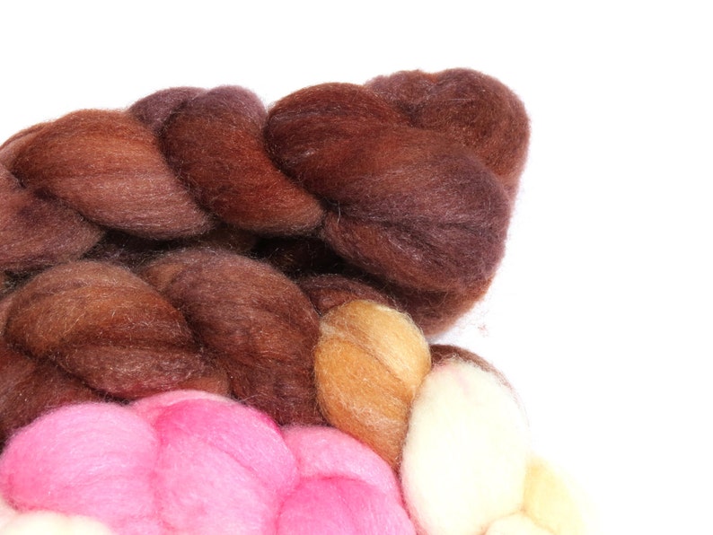 MerinoTussah Silk Hand Dyed Roving Spot of Tea