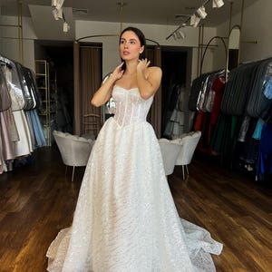 Princess Corset Dress, Lace Wedding Dress with Bolero, Corset Wedding Dress, Lace Bridal Gown, Corset Lace Dress, Romantic Bridal Gown