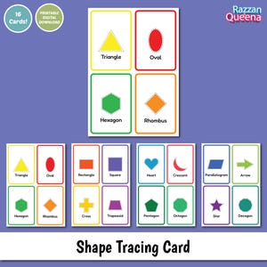 Schede di tracciamento delle forme per la scuola materna, 16 schede di tracciamento delle forme di base, attività Montessori per la scuola materna per bambini piccoli, attività di motricità fine