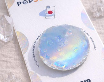 Opaal iriserende MAAN edelsteen Druzzy holografische agaat geode geïnspireerde popsocket