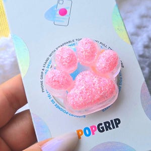 Rosa Druzy Holografiskt Katt/Hund Tassavtryck PopSocket