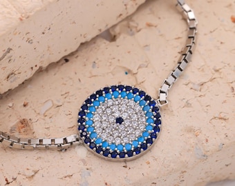 Bracelet fait main de perles mauvais œil pour se protéger, bracelet mauvais œil turc, bracelet en pierre bleue, bracelet de protection en or, cadeaux pour la fête des mères