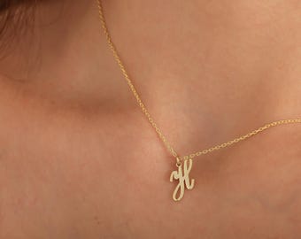 Gold Buchstabe Halskette, Silber Schmuck, Minimalist Halskette, kleine Buchstabe Halskette, Benutzerdefinierte Buchstabe Halskette, Geschenk für Frau