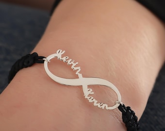 Sterling Silver Double Name Infinity Bracelet, Gold Infinity Custom Name Bracelets for Couple, Wife Jewelry Gift,Sister Mother Gift Bracelet