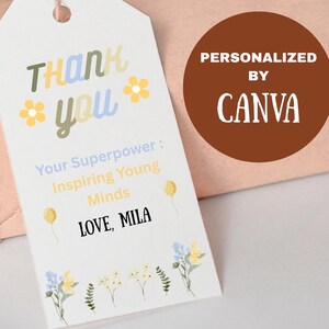 Happy Teacher Appreciation Week Gift Tag Template - Editable Thank You Favor Tags - Whole Year Teacher Appreciation Tag - Editable Template