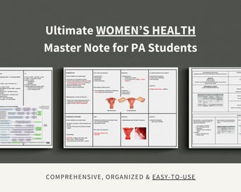 Women's Health Master Note Study Guide, Physician Assistant, Nurse Practitioner, Medical Student, PANCE, PANRE