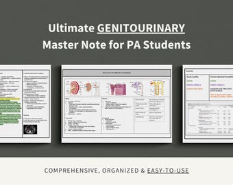 Genitourinary Master Note Study Guide, Physician Assistant, Nurse Practitioner, Medical Student, PANCE, PANRE