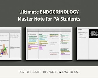 Endocrinology Master Note Study Guide, Physician Assistant, Nurse Practitioner, Medical Student, PANCE, PANRE