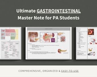 Gastrointestinal Master Note Study Guide, Physician Assistant, Nurse Practitioner, Medical Student, PANCE, PANRE