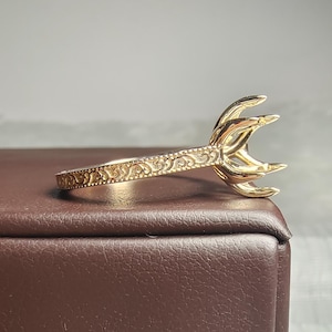 14k Yellow Gold Tulip Engagement Ring Setting, Semi Mount Diamond Only Ring Setting, Vintage Filigree Cathedral Set Wedding Ring for Women