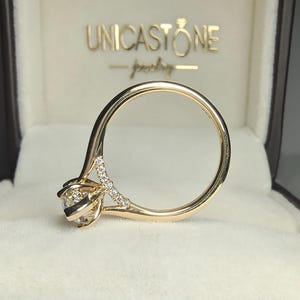 Cathedral Setting 2ct Marquise Cut Moissanite Engagement Ring with Hidden Halo Diamond, Vintage Marquise Solitaire Ring in 14k Yellow Gold