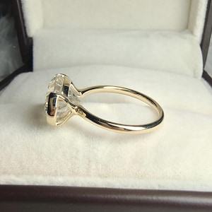 East West 4 carat Oval Moissanite Engagement Ring, Half Bezel Set Engagement Ring, Large Stone Oval Solitaire Ring,Vintage Open Gallery Ring