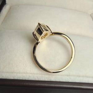 Vintage V Shape Marquise Cut Moissanite Engagement Ring, 14k Yellow Gold Chevron Wedding Ring Band, Unique Solitaire Promise Ring for Women image 6