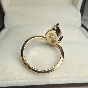 Vintage V Shape Marquise Cut Moissanite Engagement Ring, 14k Yellow Gold Chevron Wedding Ring Band, Unique Solitaire Promise Ring for Women image 11