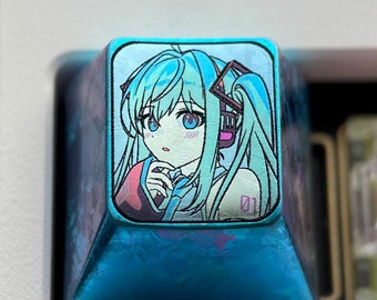 Hatsune Miku Ver. B Titanium Artisan Custom Metal Anime Color Cherry Keycaps