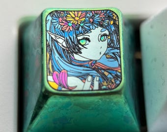 Freiren und Blumen Ver. B 1U Titan Artisan Custom Metall Anime Farbe Kirsche Tastenkappen