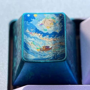 The Sea Titanium Artisan Custom Metal Color Cherry Keycaps