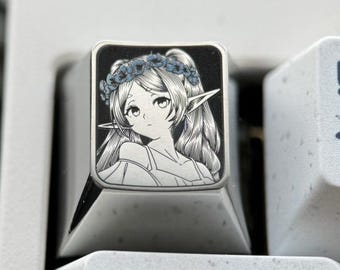 Frieren Gravierte Strippling 1U Titan Artisan Benutzerdefinierte Metall Anime Farbe Kirsche Tastenkappen