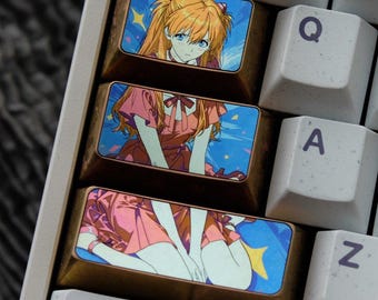 Asuka 3 Teiliges Set Titan Artisan Custom Metall Anime Farbe Kirsche Tastenkappen