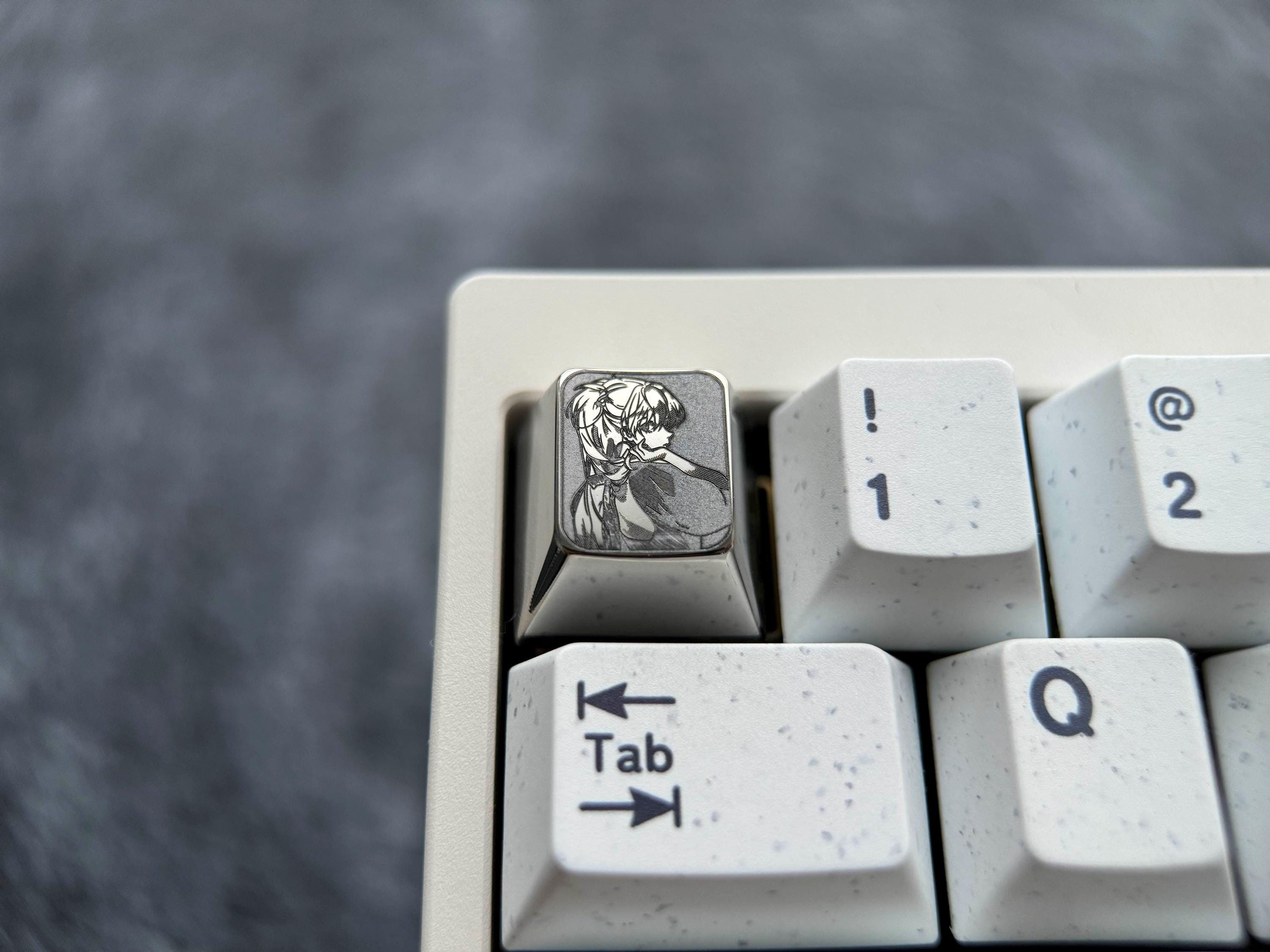 Asuka Titanium Artisan Custom Metal Anime Cherry Keycaps