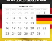 Monatskalender 2026, kalender 2026 druckbar, Jahreskalender 2026, monatskalender 2026, deutscher kalender 2026