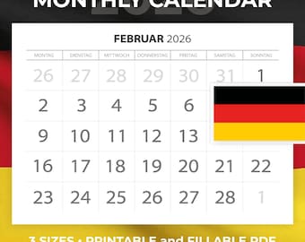 Monatskalender 2026, kalender 2026 druckbar, Jahreskalender 2026, monatskalender 2026, deutscher kalender 2026