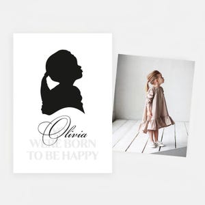 Custom Silhouette, Personalized Gift, Christmas Gifts, Printable Silhouette Portrait, Personalized Kid Silhouette, Children Silhouette