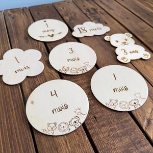 Cartes étape mois bébé en bois premiers mois enfant, cadeau de naissance, baby shower, grossesse, cartes jalons croissance souvenir photo